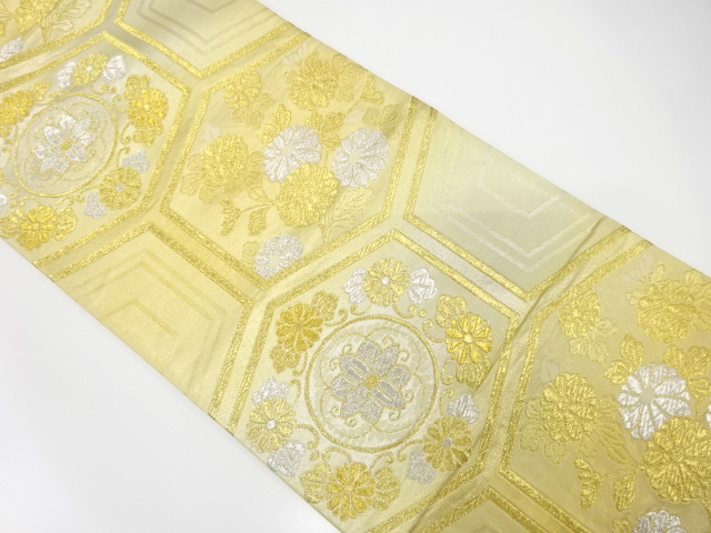 JAPANESE KIMONO / ANTIQUE FUKURO OBI / SILK / WOVEN KIKKO PATTERN